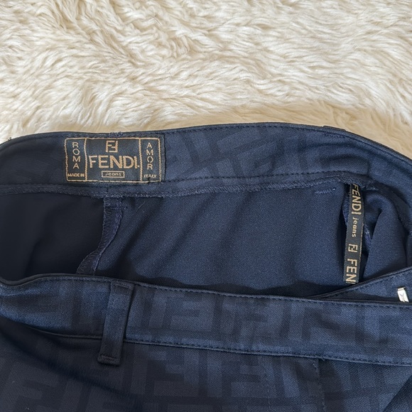Fendi Jeans Zucca Dark Blue FF logo print skirt - Picture 4 of 8